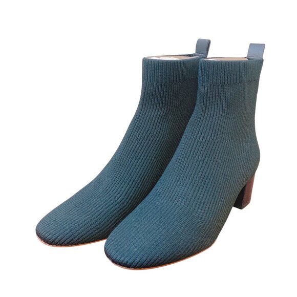 NEW Everlane Chelsea Black Ribbed Knit Ankle Boots Block Heels 9 - Picture 1 of 7